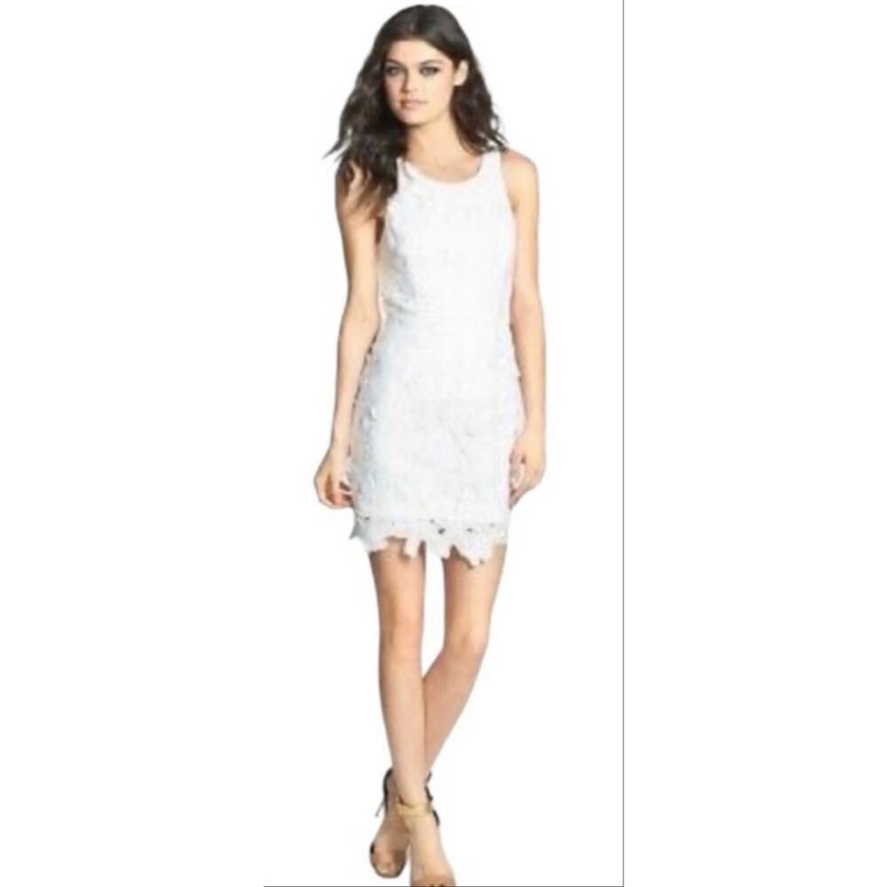 Astr White Lace Midi Dress